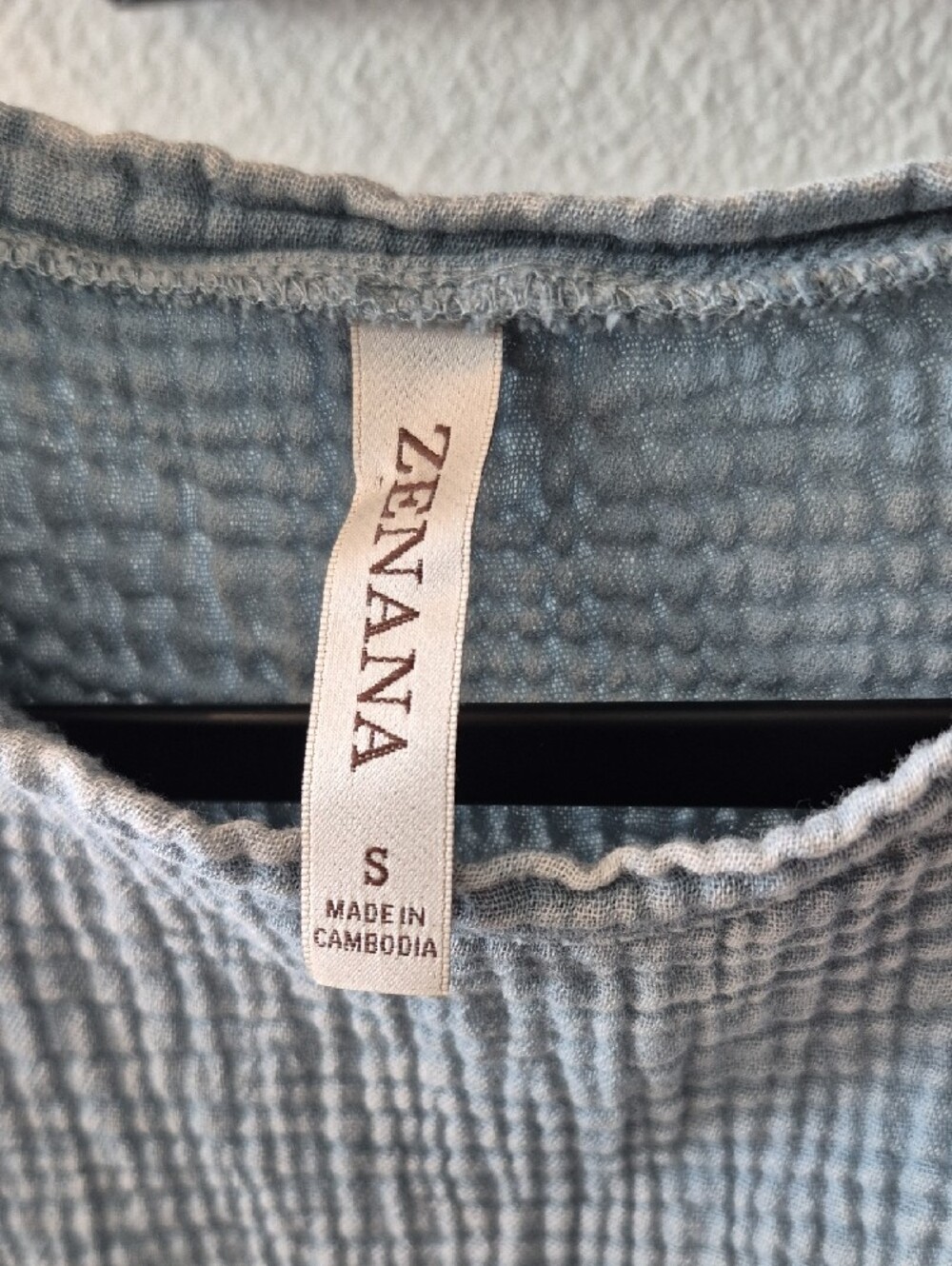 Zenana Outfitters Light Blue Crinkle Short Sleeve Tee - Picture 2 of 8